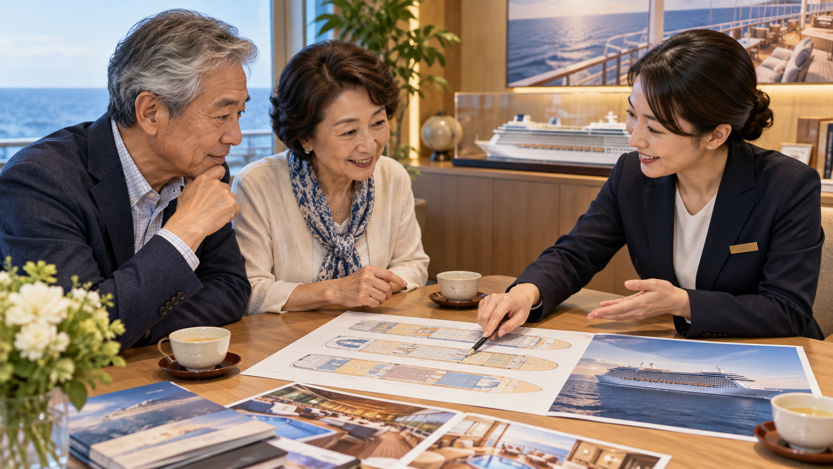 初めてのクルーズで後悔しやすいのは、船の写真と表示料金だけで決めてしまうからのイメージ